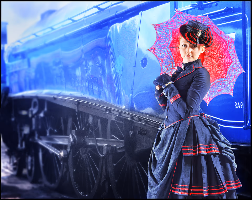 Helen umbrella and train