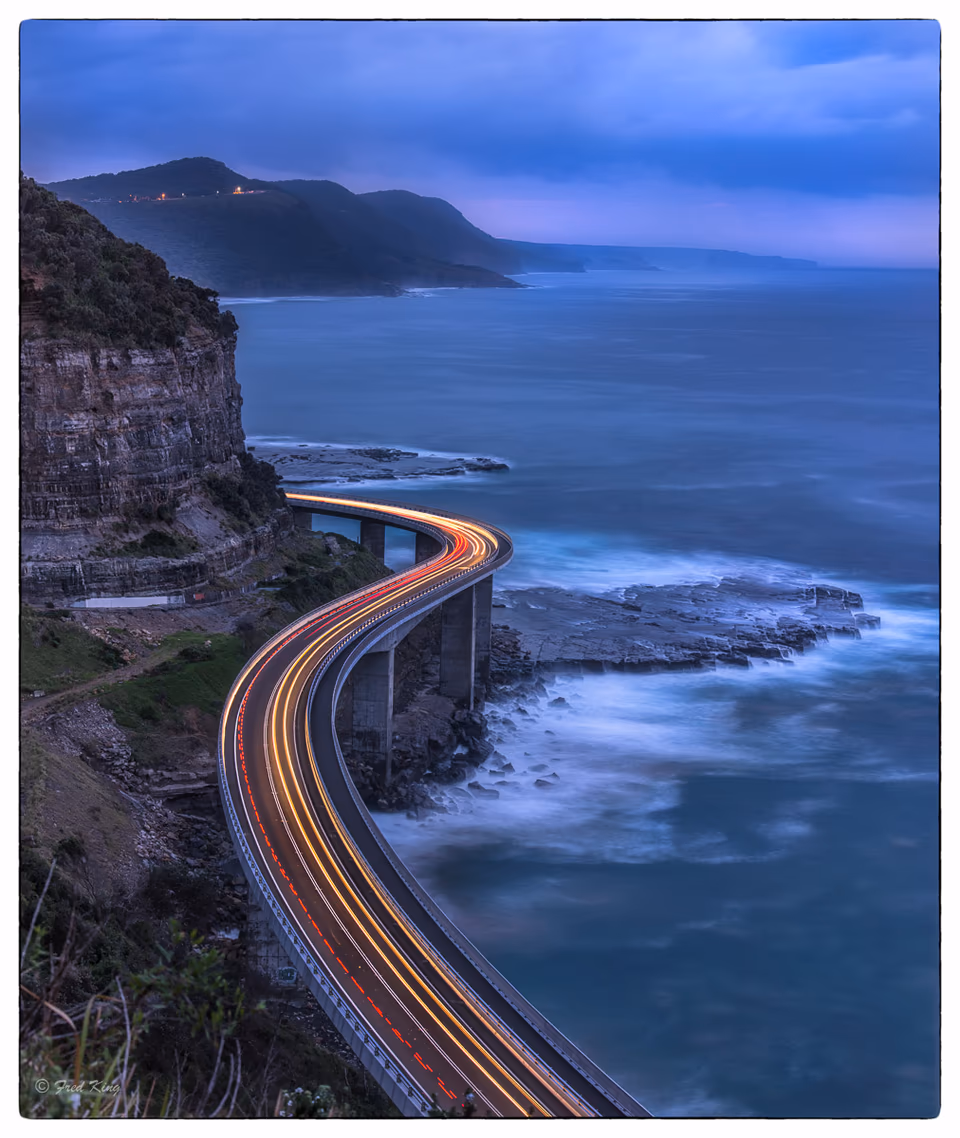 Sea Cliff Bridge tele pan May Lighter